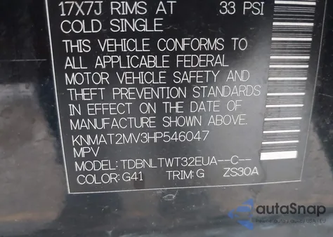 2017 Nissan Rogue Sv from USA, damaged, VIN KNMAT2MV3HP546047